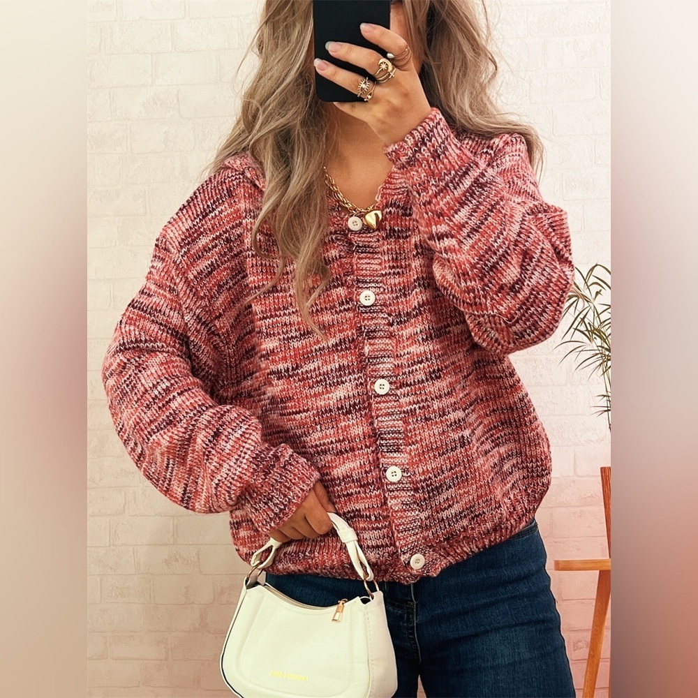 Multi-Colored Knit Button-Down Cardigan - Picture 8 of 12